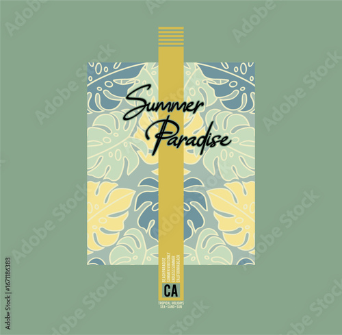  Summer Paradise slogan print for t- shirt, sweatshirt and other design vector illustration 