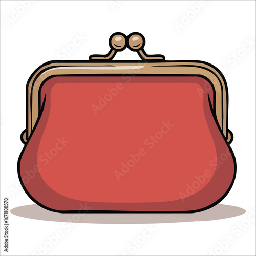 minimalist coin purse flat vector illustration isolated on white background