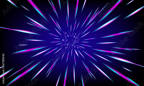 Abstract futuristic speed light, Retro space background with abstract moving neon lines.