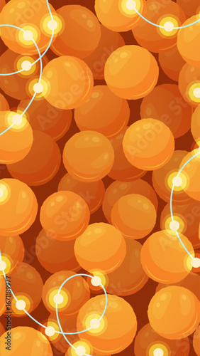 Festive vertical background with glowing garlands and mandarins. perfect for New Years Stories and holiday posts