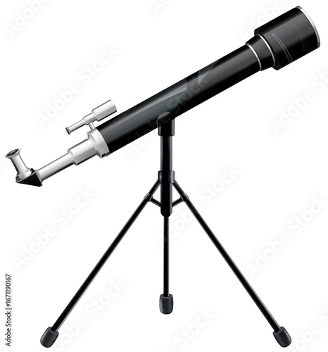 Sleek black telescope on a tripod stands ready for astronomical observations