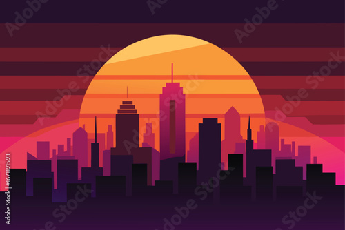 los angeles skyline at sunset