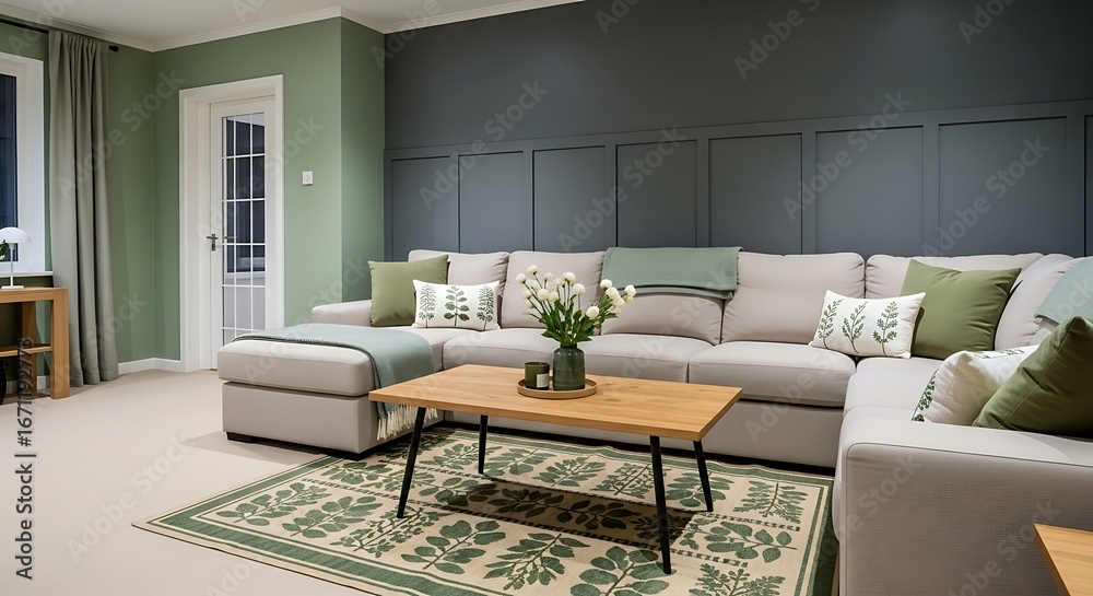 Fototapeta premium Modern Living Room with Sectional Sofa.