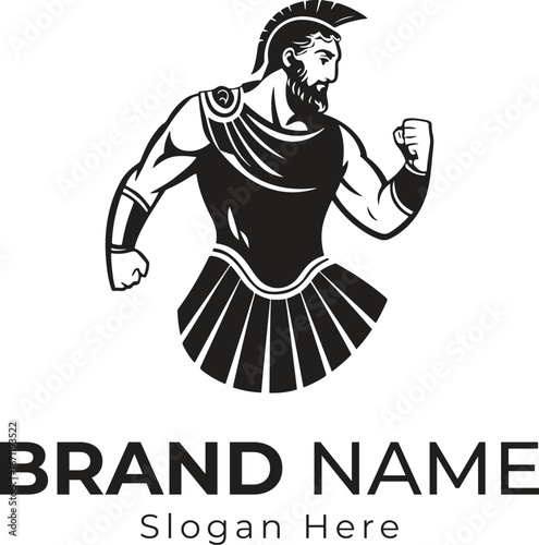 spartan gladiator mascot logo – monochrome warrior fighter illustration