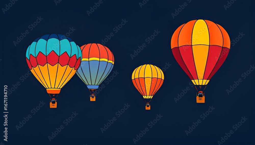 Obraz premium Hot air balloon designs created with geometric shapes and lines