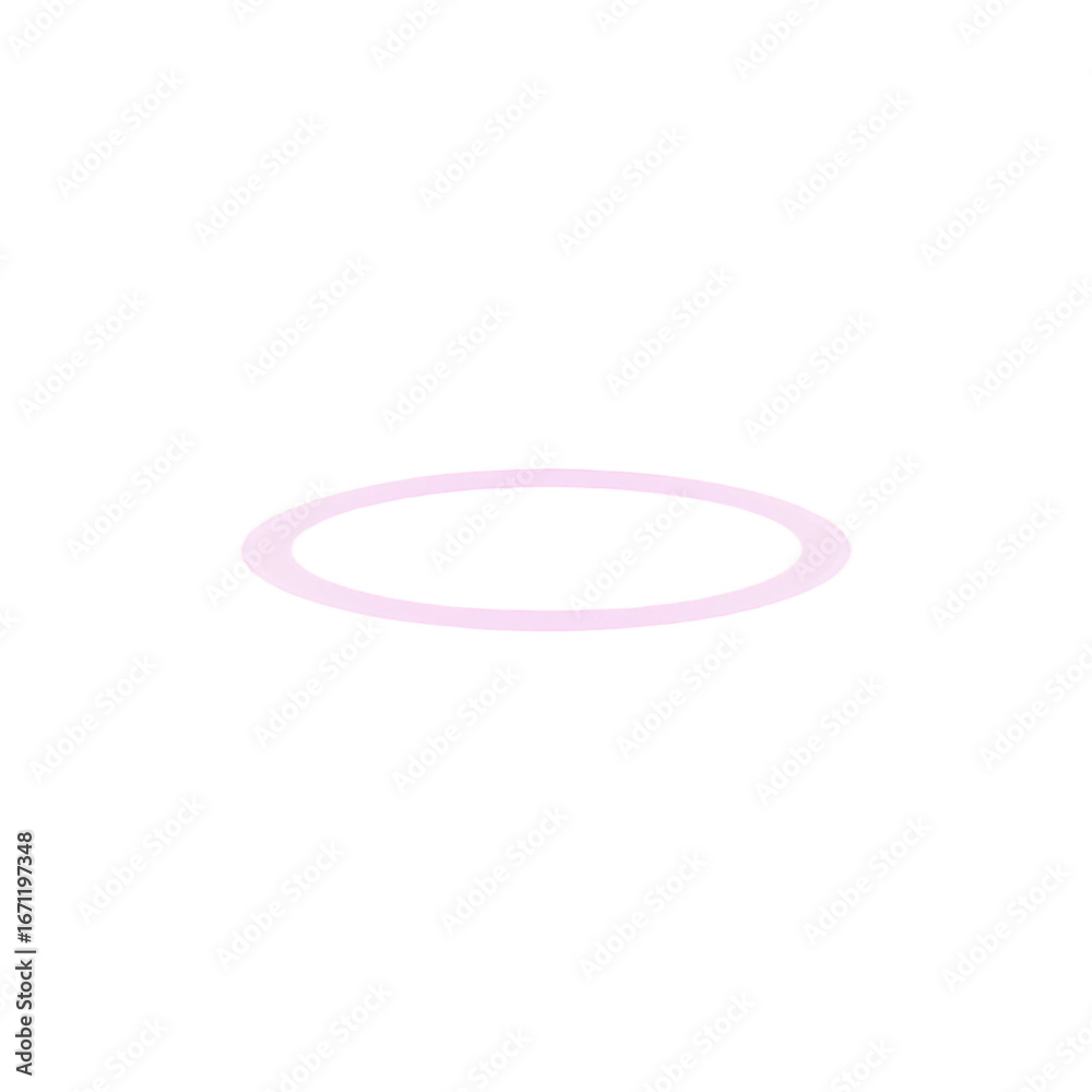 Obraz premium Minimal glowing pink neon circle outline on white background, futuristic abstract ring design