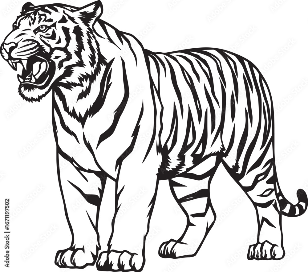 Obraz premium tiger vector silhouette with white background