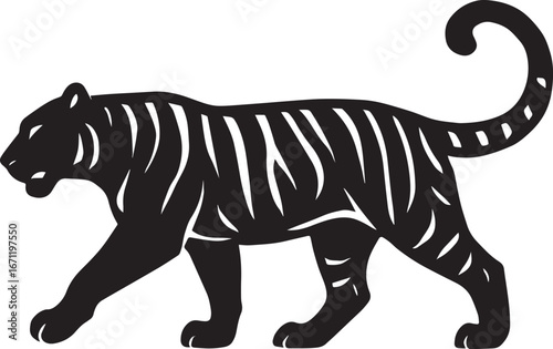 tiger vector silhouette with white background