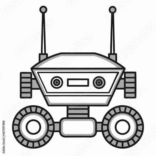 Space rover for planetary exploration isolated on white background, a robotic vehicle for scientific research