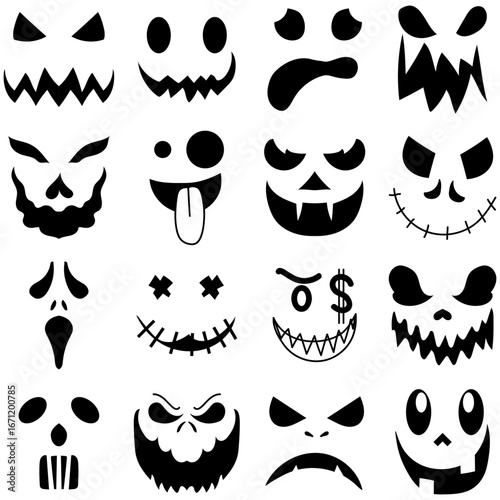 Collection of Scary Pumpkin Faces for Halloween
