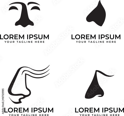 nose illustration vector logos – minimal face and cosmetic design elements