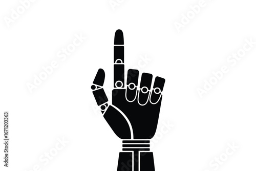 Robotic hand pointing upwards with a single finger