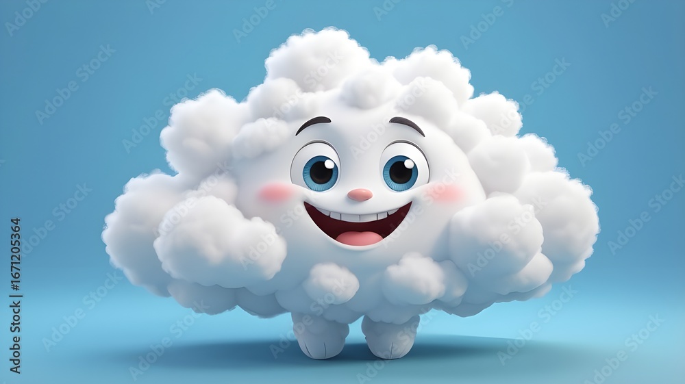 Obraz premium 3D Cloud Character standing with happy smile