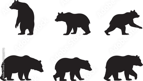 Bear Silhouette Vector Pack – Wildlife Animal Design Icons