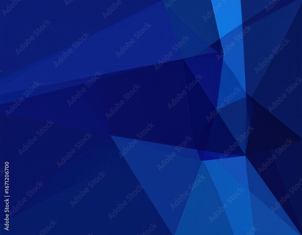 Obraz premium Deep Blue Polygonal Abstraction with Layered Crystalline Facets.