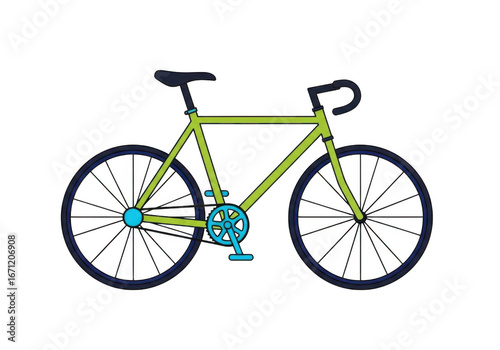 Classic yellow bicycle isolated on transparent background