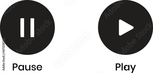 Simple Play and Pause Icons – Minimal Media Control Symbols