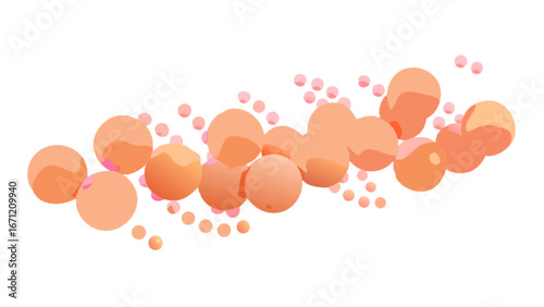 Abstract peach spheres arrangement offers a modern, dynamic design element that adds visual interest and a touch of elegance to any creative project or brand identity