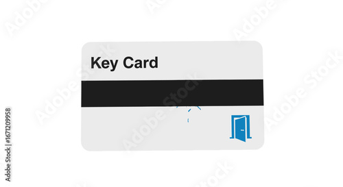 Rectangular Key Card with Magnetic Stripe and Door Icon