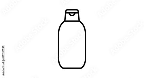 Minimalist Outline of a Shampoo Bottle with Flip-Top Cap