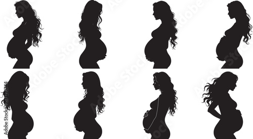 Pregnant Woman Silhouette Vector Set – Motherhood Illustration