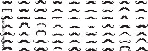 Mustache Icon Collection – Beard and Facial Hair Vector Set