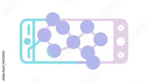 Modern mobile network on smartphone screen shows global connection, creating dynamic communication, ideal for technology and business concepts, originally vector graphics