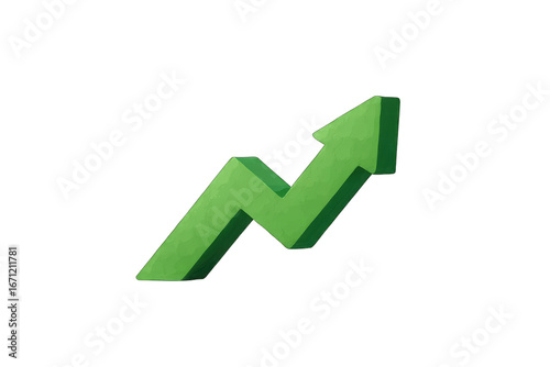 Green upward-pointing zig-zag graphic