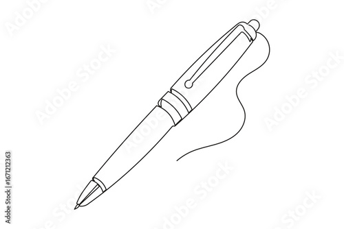 Ball pen continuous one line drawing minimalist style isolate outline clean illustration