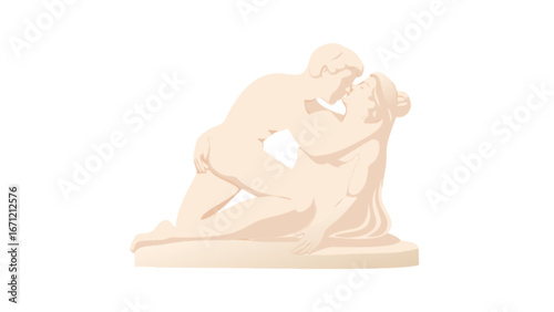 Timeless embrace captured in elegant sculpture, evoking passion and romantic connection for artistic and conceptual projects