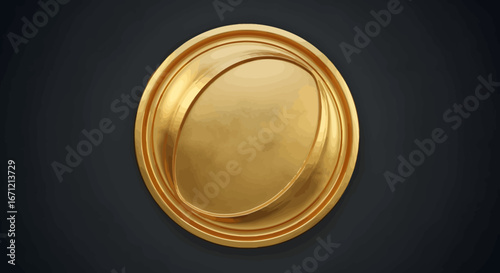 Luxurious golden circular object with subtle texture and elegant curves, symbolizing wealth and prestige against a dark backdrop