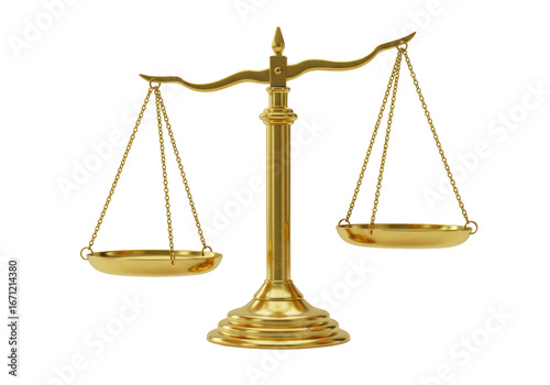 Bild auf Leinwand Isolated golden scales of justice, symbol of fair law and business balance, meta