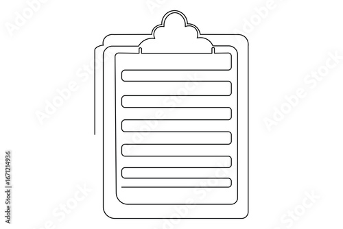 Abstract clipboard checklist continuous one line drawing isolate modern minimalist outline art