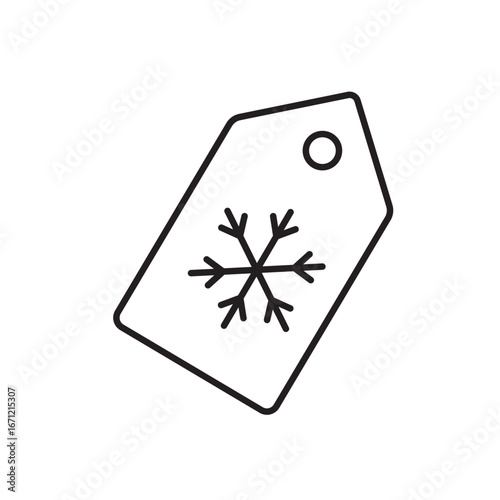 A vector icon of a price tag with a festive symbol, representing special holiday offers or discounts, created in line style with editable stroke