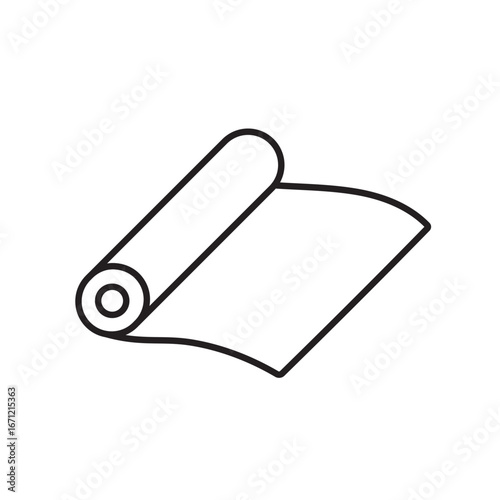 A vector icon of a roll of wrapping paper, representing gift packaging for holidays, created in line style with editable stroke