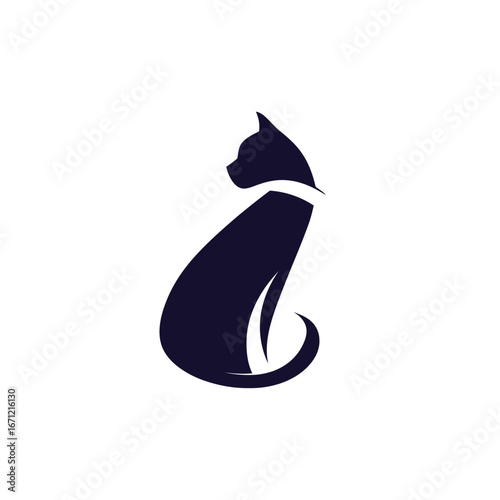 A sleek silhouette of a cat with defined curves showcasing its elegance and poise in a simple, minimalist design. This artwork captures the essence of feline charm in a striking way.