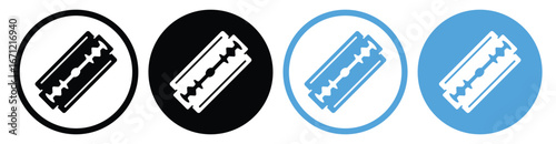 Razor Blade Icon Set – Sharp Metal Blade Symbol Collection in Thin Line Outline Vector Illustration.