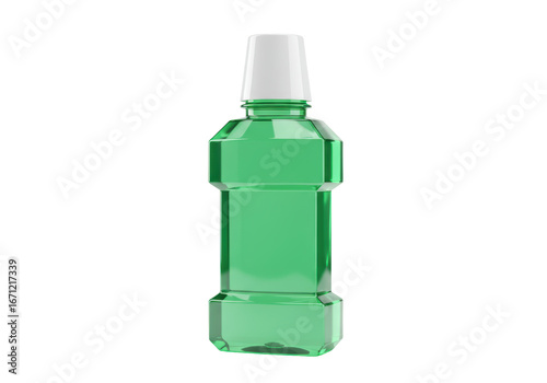 Foto Isolated mouthwash bottle mock-up with cap for product presentation and advertis