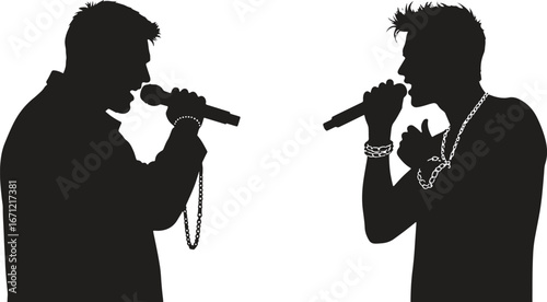 Rapper and singer silhouette vector set – music performance illustration icons