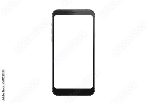 Isolated smartphone with blank screen, generic device for mockup presentation, modern cell phone