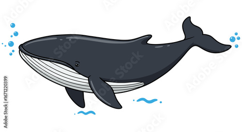 Majestic Blue Whale Underwater Life Ocean Creature Spouting Water Isolated on Transparent Background