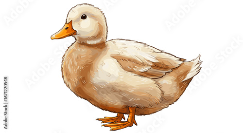 Adorable fluffy duckling with gentle expression isolated on transparent background for nature projects