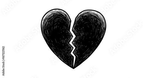 Broken Heart Symbol Representing Sadness Loss and Heartbreak Isolated on Transparent Background
