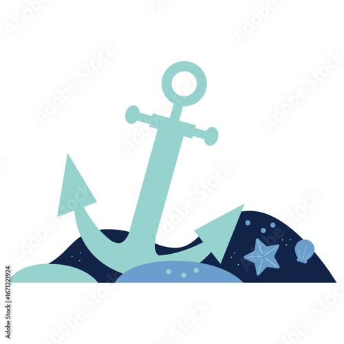 anchor bottom sea vector art illustration