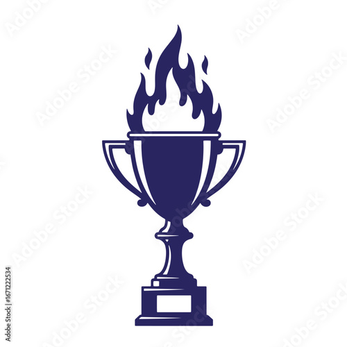 Award trophy with stylized flames celebrating victory and representing achievement and success