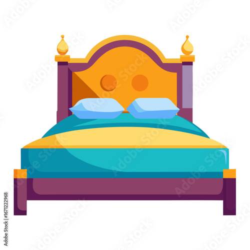 Minimalist king size bed vector graphic