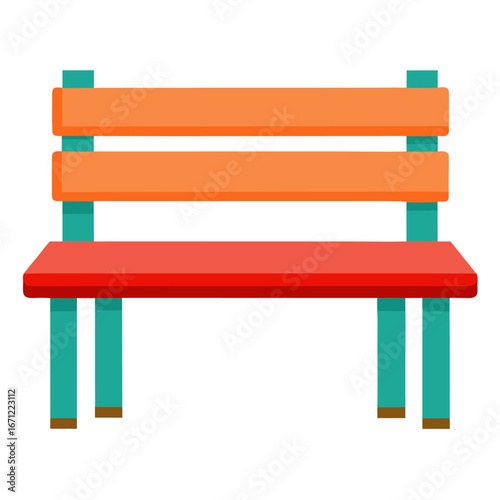 Minimalist clean color vector illustration of a dining bench