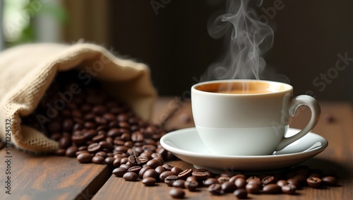 cup of coffee with beans