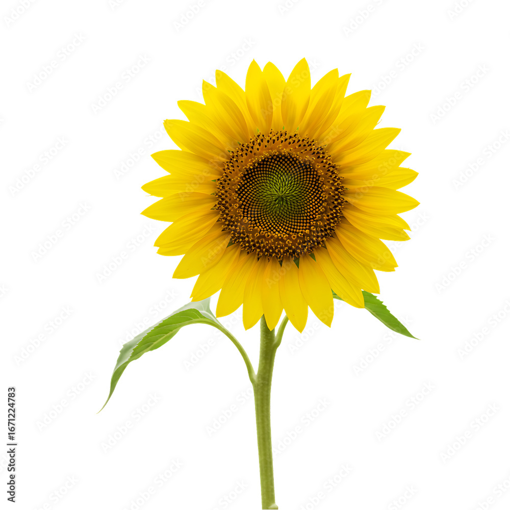 Fototapeta premium Vibrant Sunflower: A Close-Up of a Single Sunflower on White Background