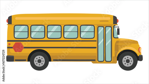 classic school bus yellow side view vector illustration isolated on white background